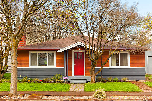 Exterior front of cute simple home.